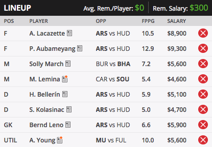 Week 16 epl team