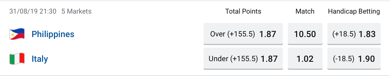Philippines vs Italy