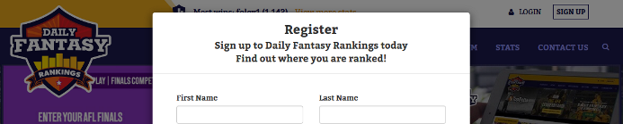 Daily Fantasy Rankings Register