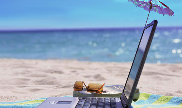 Laptop beach