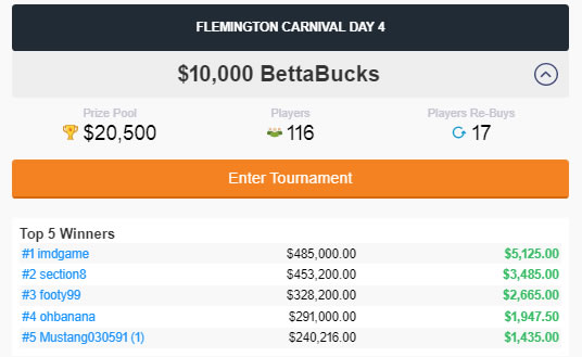 TopBetta Flemington Carnival Results